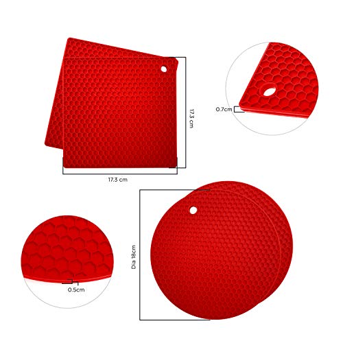 image for KITCHENATICS Silicone Trivet Mat Hot Pads: 4 Multi Purpose Pot Holders