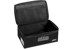 JUNDUN Index Card Holder with Lock,Collapsible Fireproof Index Card Box fits 1200 4x6-Inch Flash Cards - Business, Recipe, or