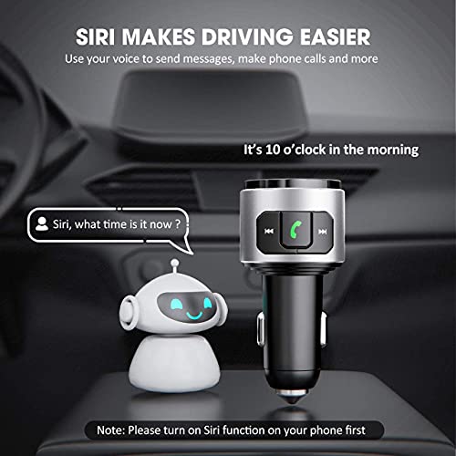 VicTsing Bluetooth FM Transmitter for Car, Bluetooth V5.0, QC3.0 Car Radio Audio Adapter with LED Backlit, Dual USB Charging, Hands-Free Calling, Car Bluetooth MP3 Player Supports USB Disk and Siri