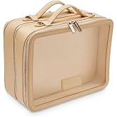 ETOILE - Large Twin Cosmetic Case Beige - Dual Compartment Cosmetic Beauty Organizer &amp; Toiletry Case