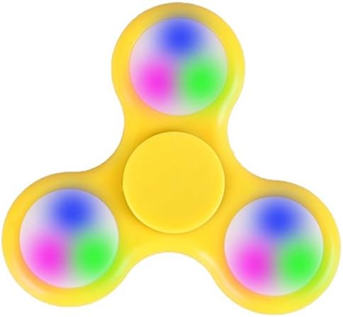 JMP Power LED Fidget Spinner(1-2 + spin) 3 mode led lights with on/off,replacable batteries Help for ADHD, Autism, Nail Biting, Anxiety, Focus, and Quit smoking Perfect for Adults and Kids (Yellow)