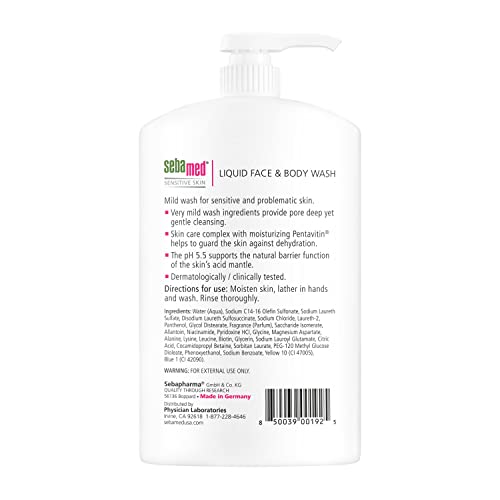 Sebamed Liquid Face and Body Wash for Sensitive Skin, pH 5.5, Mild