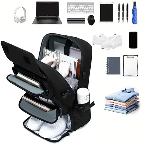 Mochila Reforçada com Compartimentos para Notebook e Tablet – Resistente à Água, USB, Engate de Mala – Masculina e Feminina para Viagem, Trabalho e Dia a Dia