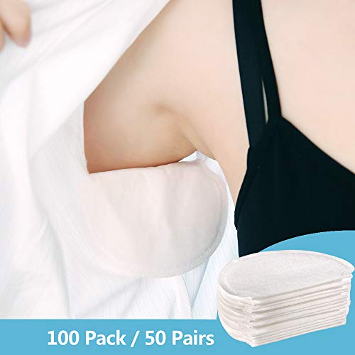 Underarm Sweat Pads,Large Size,Extra Adhesive,Non Visible,Disposable Absorbent Dress Shields Pure Antiperspirant Adhesive Underarm Pads for Men Women(50 Pairs)