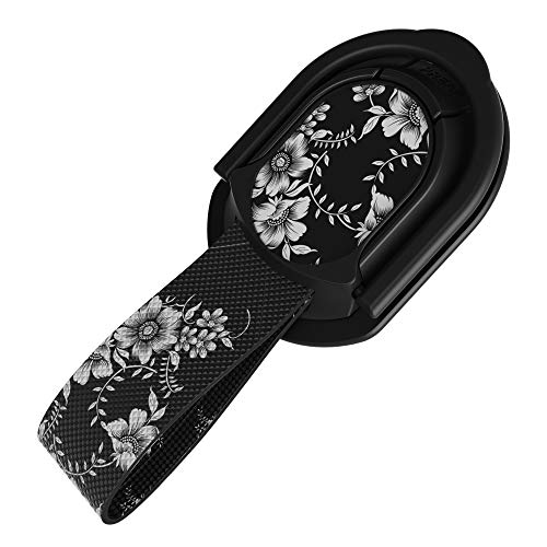 Ghostek Universal Magnetic Finger Holder Strap Grip Metallic Ring Kickstand | Compatible with iPhone X/Xs, Samsung s10 s10 Plus, S9, S8, HTC, LG, Google, Alcatel, OnePlus, Sony| Floral Black