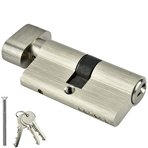 Cylinder Lock with Keys, Copper Single Open Lock - Secure Important Thing, Stainless Cylinder Lock Bedroom Door (60mm)