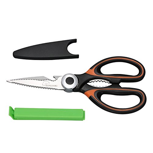 SupCooki Multi-Function Professional Kitchen Shears Super Sharp Stainless Steel Scissors (Orange) - Thumbnail 2