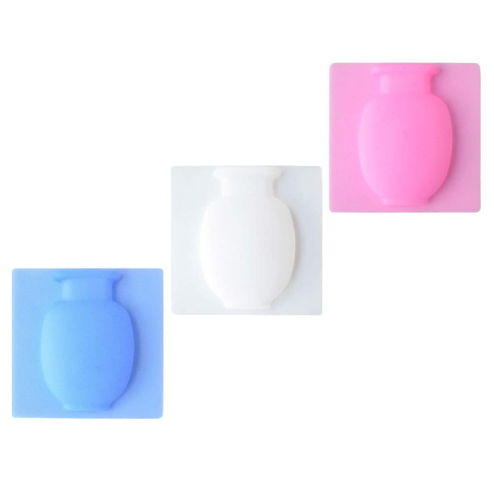 Yardwe 3pcs Removable Silicone Vases Fridge Self Sticking Vase Suction Cup Wall Mounted Vase for Wedding Festival Artificial Plants and Flowers Home Kitchen Decoration