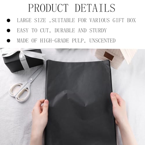 TOXOY 360 Sheets Tissue Paper, Gift Wrapping Paper Black Tissue Paper 11.5 x 8 Inch Craft Tissue Paper for Wedding Birthday DIY Project