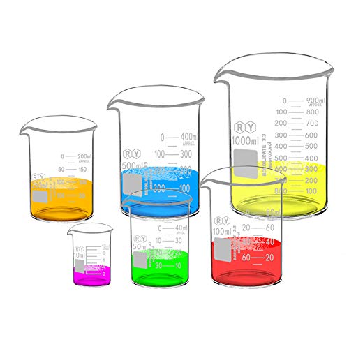 Glass Beakers Set Borosilicate Graduated Measuring Low Form Beaker 6 Sizes 10ml 50ml 100ml 250ml 500ml 1000ml - Thumbnail 7