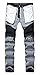COLINNA Men's Moto Biker Vintage Distressed Ripped Slim Fit Skinny Stretch Denim Jeans