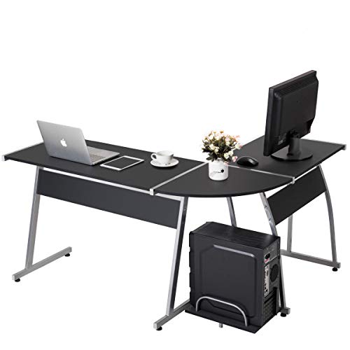 totoshopdesk Corner Desk L-Shaped Office Wood Large PC Game Table Workstation Home Furniture