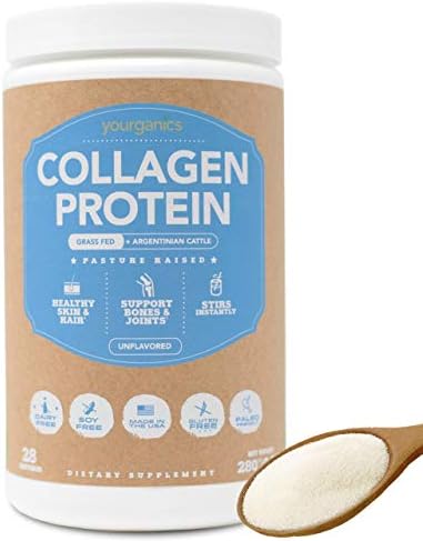 Bovine Collagen Protein Powder (10oz) Grass Fed & Pasture Raised Hydrolyzed Collagen Peptides, Unflavored (28 Servings)