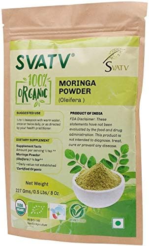 SVATV Organic Moringa Powder(Moringa Oleifera Leaf Powder)1/2 LB, 08 oz ...