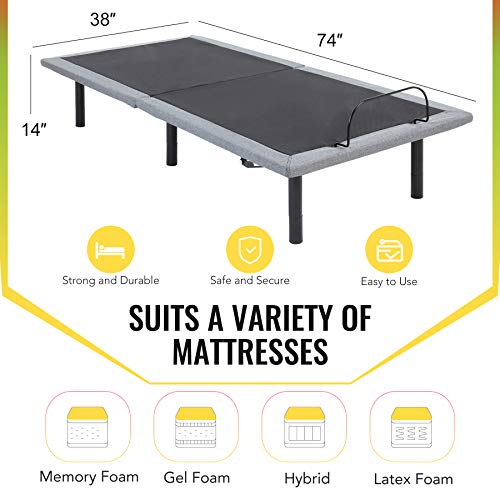 COZ Adjustable Bed Base Twin XL Bed Frame, Electric Reclining Twin