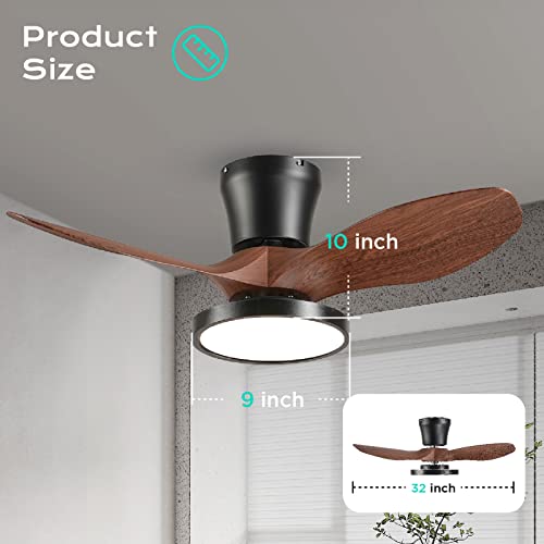 Ocioc Quiet Ceiling Fan With LED Light DC Motor 32 Inch Large Air