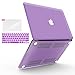 IBENZER MacBook Pro 13 Inch Case 2012-2015, Soft Touch Hard Case Shell Cover with Keyboard Cover Screen Protector for Apple MacBook Pro 13 with Retina Display A1425 1502,Purple,MMP13R-PU+2