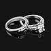 Haluoo 2 Piece Rings Set, Sterling Silver Cubic Zirconia Round Cut Wedding Engagement Ring Halo Diamond Bridal Sets (6, Silver)thumb 2