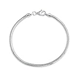 Bling Jewelry Sterling Silver Snake Chain Bracelet 3mm for European Charms Bead