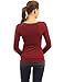 PattyBoutik Mama Trim Scoop Neck Maternity Tunic Top (Burgundy with Gray M)