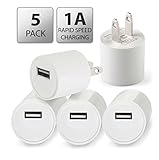 USB AC Universal Power Home Wall Travel Charger Adapter for iPhone SE / 6s / 6 / 6 Plus, iPad Air 2 / Pro, Samsung Galaxy S7 / S6, Note 5, LG G5 and More (5 Pack) (White)