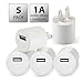 USB AC Universal Power Home Wall Travel Charger Adapter for iPhone SE / 6s / 6 / 6 Plus, iPad Air 2 / Pro, Samsung Galaxy S7 / S6, Note 5, LG G5 and More (5 Pack) (White)