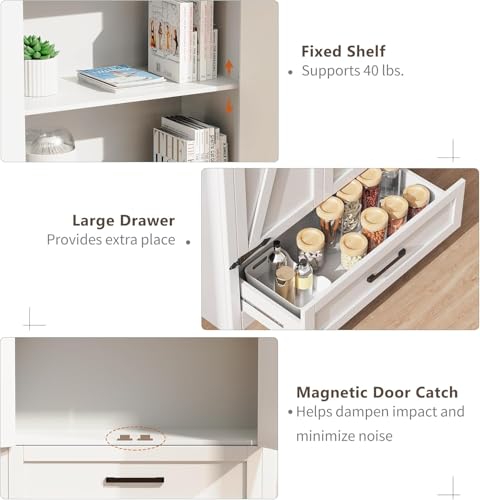 UNKKS Alacenas para Cocina,Muebles para Cocina Modernos,Bufetera Mueble con Cajones,Gran Capacidad Almacenamiento con Divisiones Ajustables,para Cocinas Domésticas 80X40X180CM