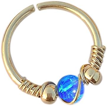18g 5/16'' Opal Septum Gold Split Nose Ring Helix Hoop Opal Cartilage Earrings Piercing