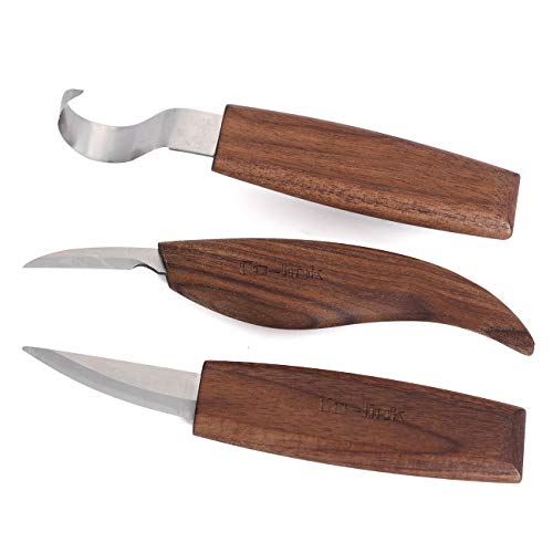 7PCS Wood Carving Knives Set Hook Knife Spoon Carving Tool Soup Spoon Blank Cut Resistant Gloves Leather Strop and Polishing Compound Included