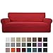 Easy-Going Stretch Sofa Slipcover 1-Piece Sofa Cover Furniture Protector Couch Soft with Elastic Bottom for Kids, Polyester Spandex Jacquard Fabric Small Checks (Sofa, Christmas Red)