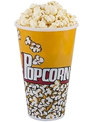Popcorn Cups Plastic - Movie Theater Popcorn Bucket Bowl - Popcorn Tube For Movie Night - Popcorn Tubes For Carnival - Popcorn Cups 7x4.5 Inches - Set of (6)