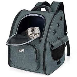 Tresbro 最新型 犬 猫 リュック カーテン付きの ペットキャリー 折り畳み式 小型犬・小動物用 旅行/通院/災害避難に最適