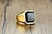 Gold Plated Stainless Steel Signet Rings with Black Agate for Men,Pinky Ring Band for Men,Gemstone Ring for Men,Size 8