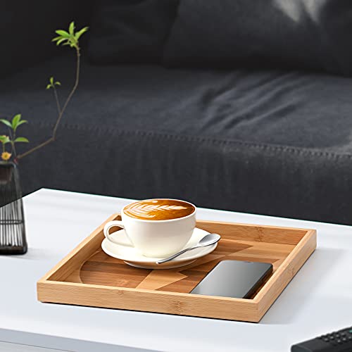 LunaLife Serving Tray Bamboo,Wooden Decorative Vanity Trays, Cheese Platter for Food Breakfast,Tea Coffee,Makeup or Home Decor, Human Face Pattern，11L x 11W