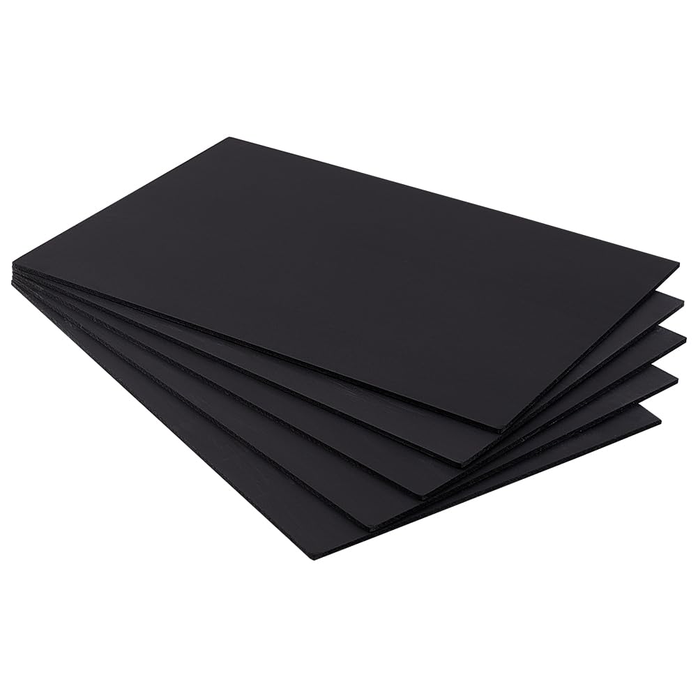 BENECREAT 5 Sheets 3mm Black PVC Foam Sheet, 20x30cm Lightweight Rigid Foam Sand Table Model Supplies for Mounting Crafts Modelling Art Display Projects