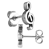 Cat Eye Jewels Unisex Stainless Steel Earrings Music Musical Clef Note Small Stud Earrings D2