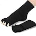 Bcurb Comfy Open Toe Foot Socks Relief for Bunions Hammer Toe Yoga Gym Massage Five Toe Separator Spacer Stretcher (Black/Red, Medium)