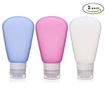 Kitdine Portable Soft Silicone Travel bottles Set (3 OZ, Pink + White + Blue)