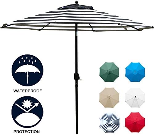 Sunnyglade 9 Patio Umbrella Outdoor Table Umbrella With 8 Sturdy Ribs Red