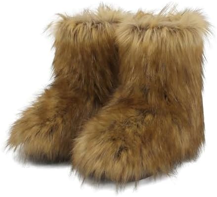 Amazon.com | YESBOR Women's Curly Faux Fur Snow Boots Fluffy Fuzzy