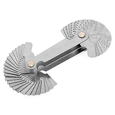OriGlam Screw Thread Pitch Cutting Gauge Tool Set, Stainless Steel Metric Screw Pitch Thread Gauge Measuring Tool, 55-Degree & Metric 60-Degree Grip Whitworth Screw Thread Pitch Gauge