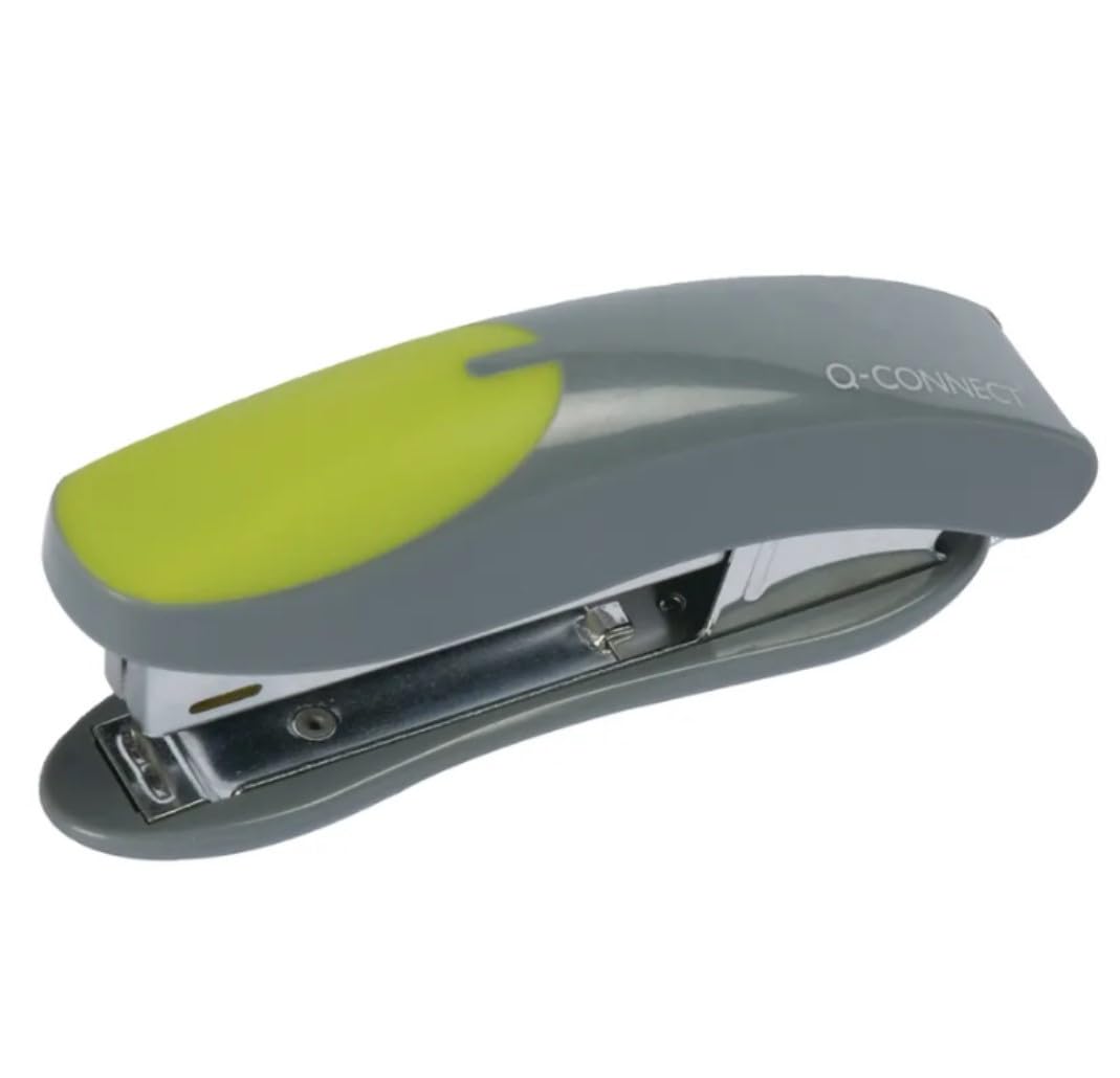 Q-Connect Mini Plastic Stapler Grey/Green (Capacity: 12 sheets of 80gsm paper) KF00991