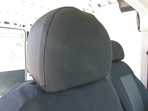 Dodge Durafit Seat Covers.Made to fit 2013+ Promaster Van Exact Fit Front Bucket Seat Covers, Black/Gray, armrest on Drivers only. - Thumbnail 2