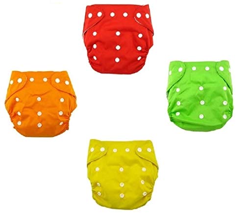 Chinmay Kids Quirk Reusable Baby Washable Cloth Diaper Nappies with Wet-Free for Babies of Ages 0 to 2 Years (R,O,G,Y) (Colour May Vary/Assorted Colours)