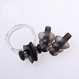 Summer Water Swimming Ear Plugs & Free Nose Clip Set for children & youth Adults Great Protector for Swimmer (Black)