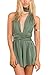 YOINS Women Playsuit Romper Convertible Plunge V Neck Sleeveless Backless Green M