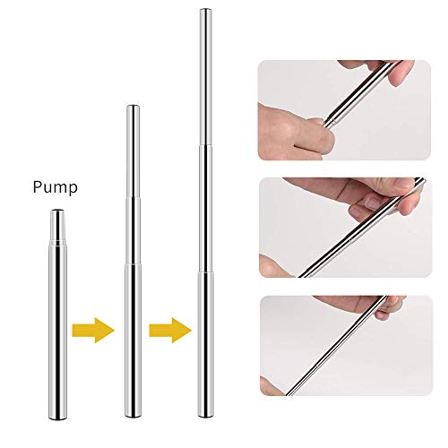 Reusable Portable Collapsible Straws, Telescopic Metal Straws Stainless Steel Drinking Straws with Aluminum Case & Cleaning Brush (Silver-2pcs)