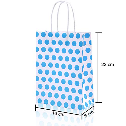 Coobey 20 Pieces Dot Paper Bags Party Favor Bags Kraft Paper Bags with Handle for Baby Shower, Birthday and Party Celebrations