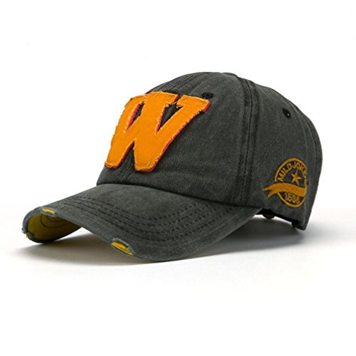 Unisex Vintage W Letter Print Retro Hats Summer Hockey Baseball Caps (D)