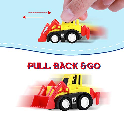 TOYMYTOY Pull Back Vehicles, 12-Pack Mini Construction Vehicles Race Car Toy Trucks for Kids Toddlers Boys Girls Pull Back and Go Car Toy Play Set